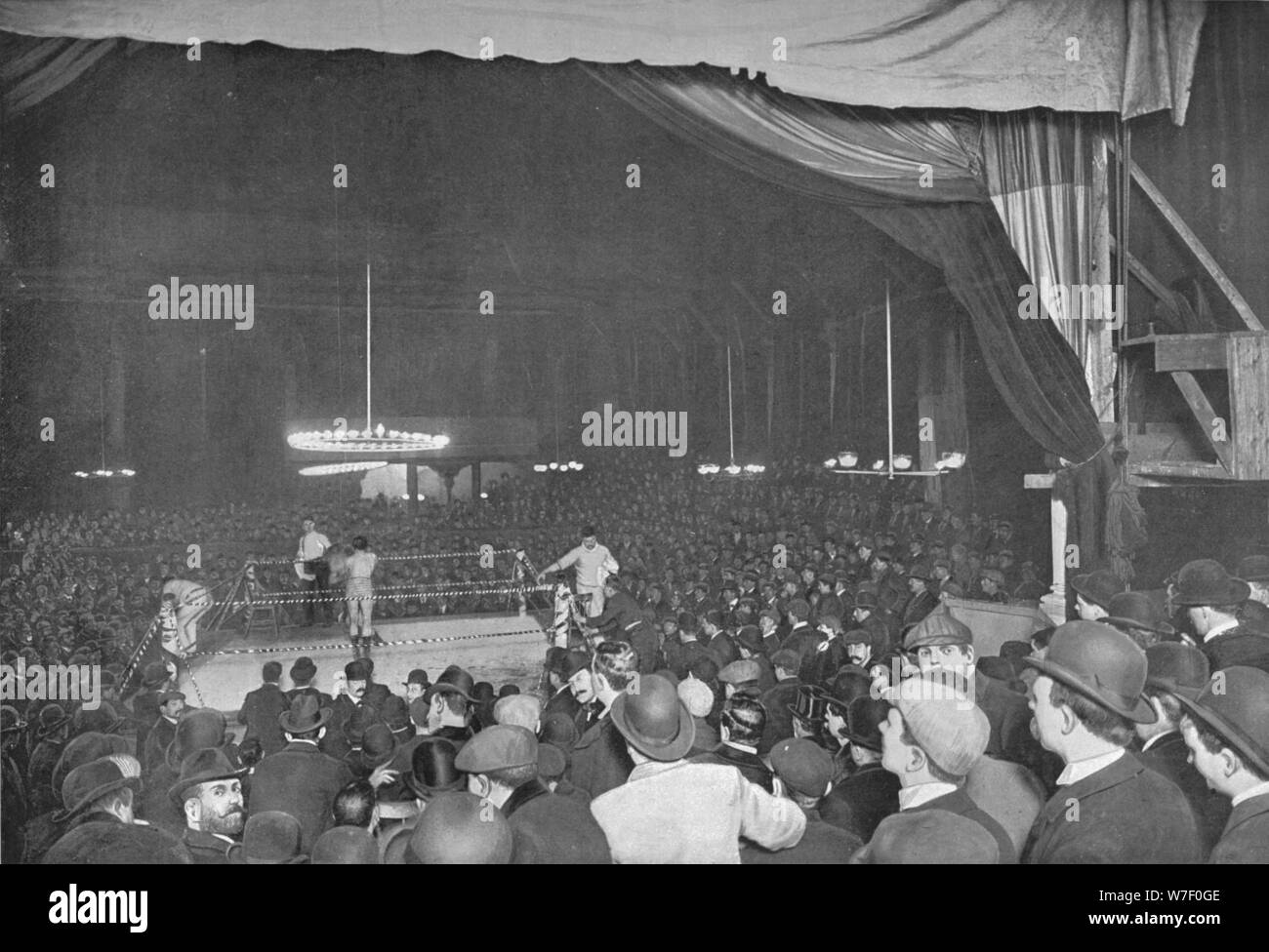 Boxing at Wonderland, London, c1903 (1903). Artist: Unknown. Stock Photo
