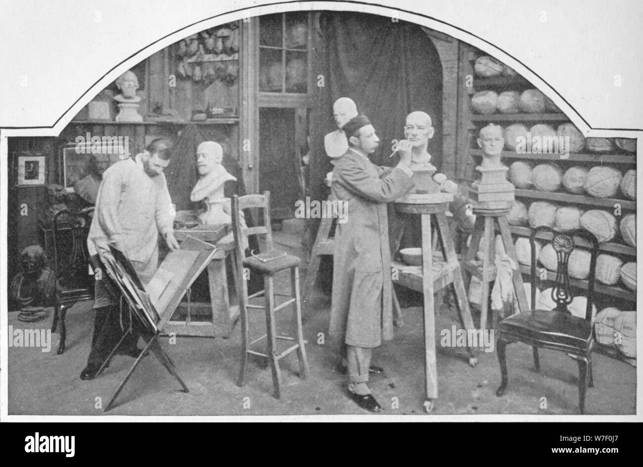 Preparing models at Madame Tussaud's, London, c1903 (1903). Artist: Unknown. Stock Photo