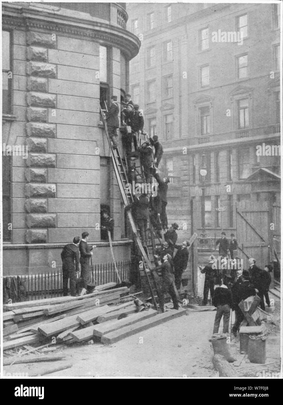 Servants' fire brigade at the Hotel Cecil, London, c1903 (1903). Artist: Unknown. Stock Photo