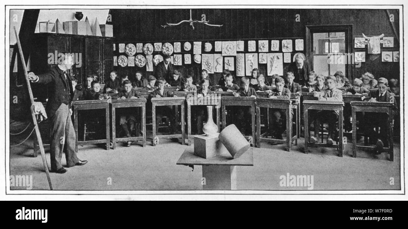 Model drawing at a Higher Grade school, London, c1900 (1901). Artist: Unknown. Stock Photo