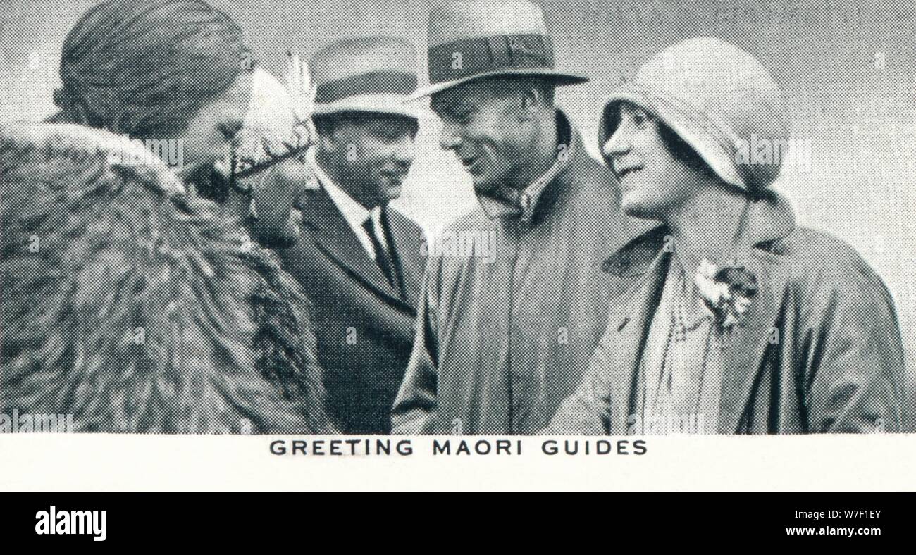 'Greeting Maori Guides', 1927 (1937). Artist: Unknown. Stock Photo