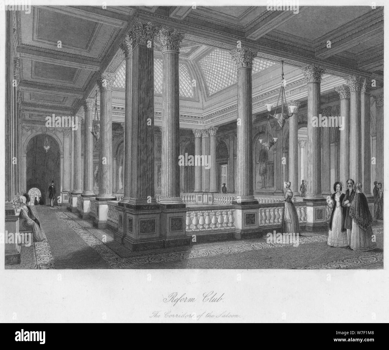 'Reform Club. The Corridors of the Saloon', c1841. Artist: William Radclyffe. Stock Photo