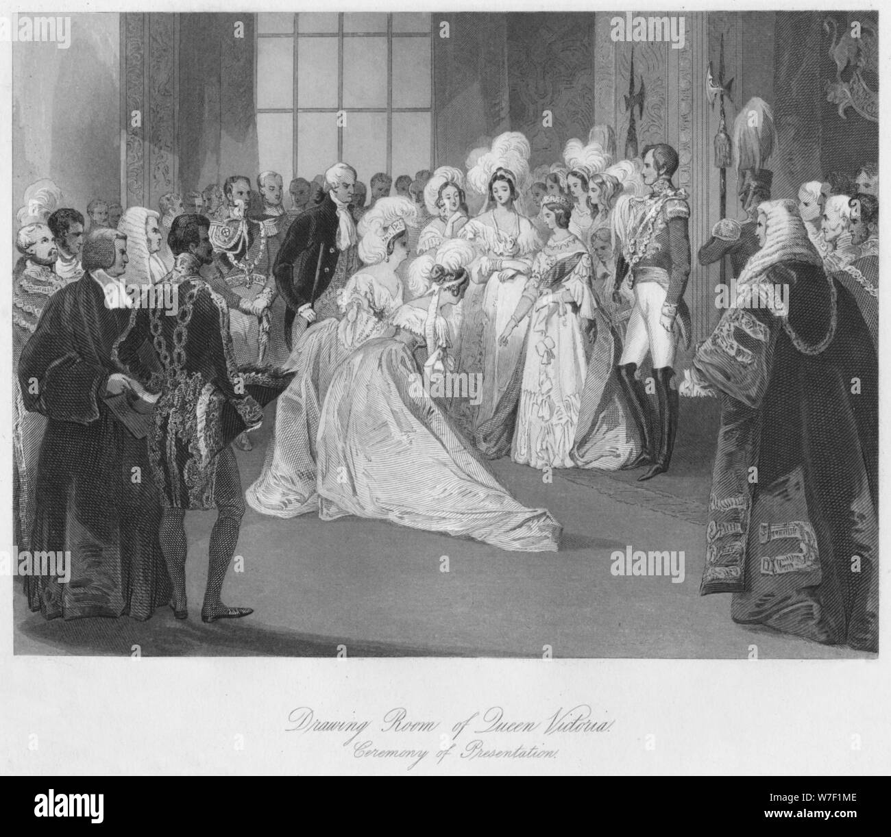 'Drawing Room of Queen Victoria. Ceremony of Presentation', c1841. Artist: Henry Melville. Stock Photo