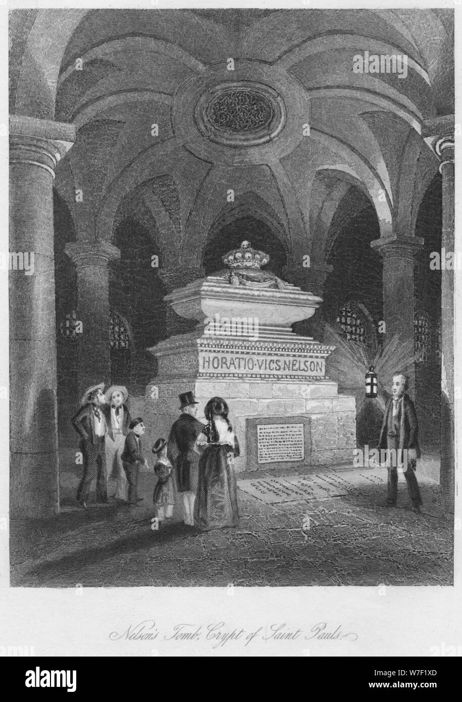 'Nelson's Tomb, Crypt of Saint Pauls', c1841. Artist: Thomas Hosmer Shepherd. Stock Photo