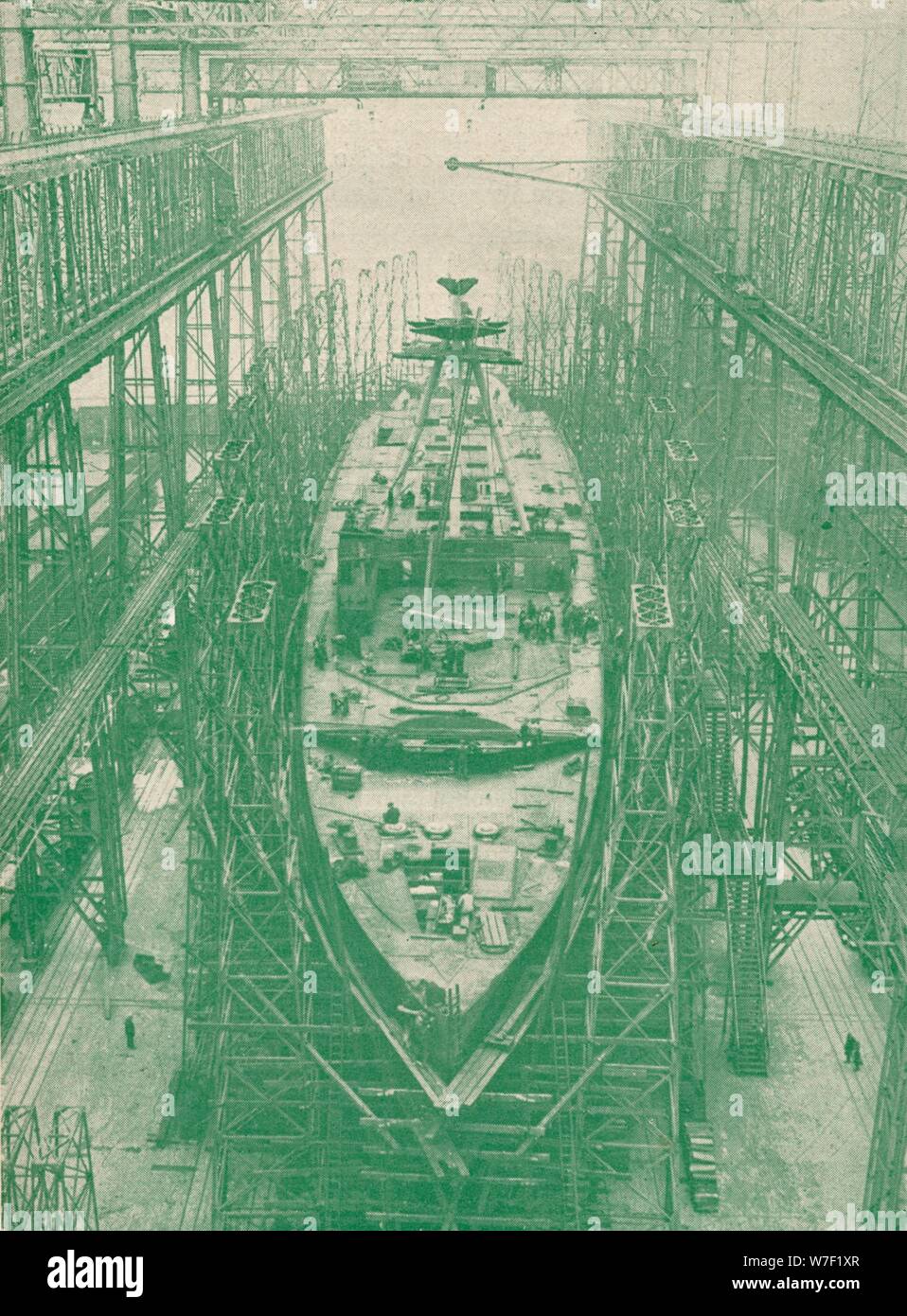 A light cruiser under construction, c1917 (1919). Artist: Unknown. Stock Photo