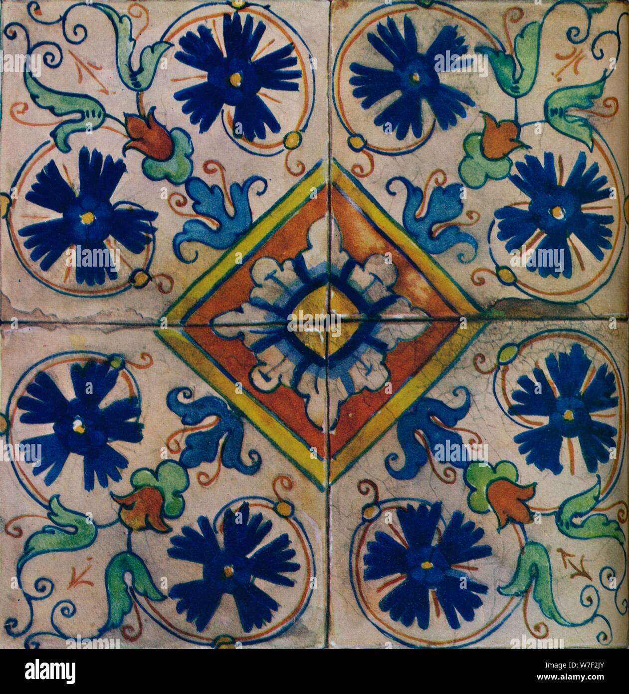 Ornamental Dutch tiles, Italian influence, c1600. Artist: Unknown. Stock Photo