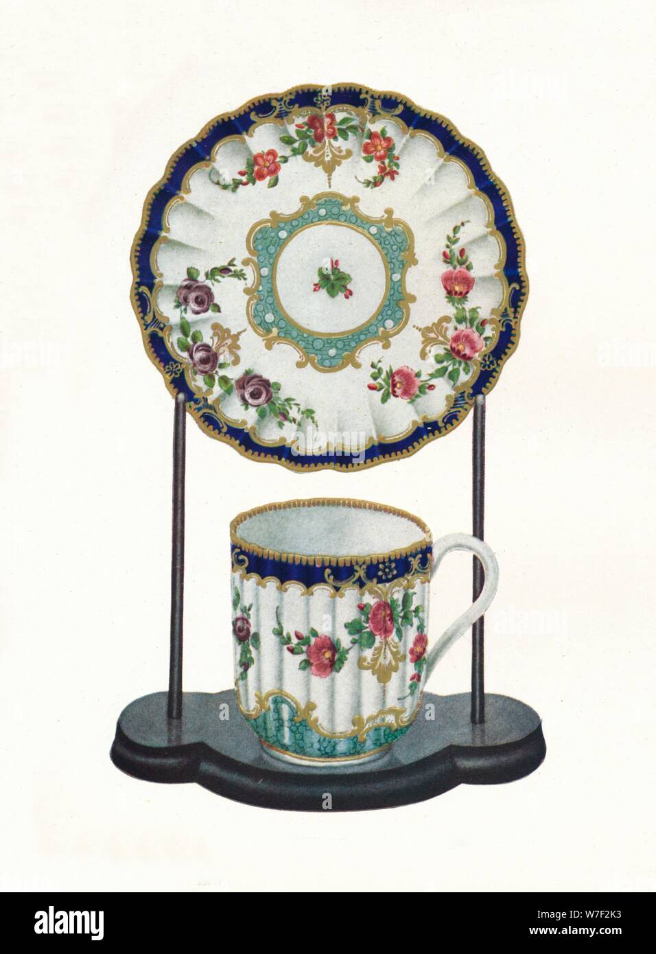 Worcester cup and saucer, c1770. Artist: Unknown. Stock Photo