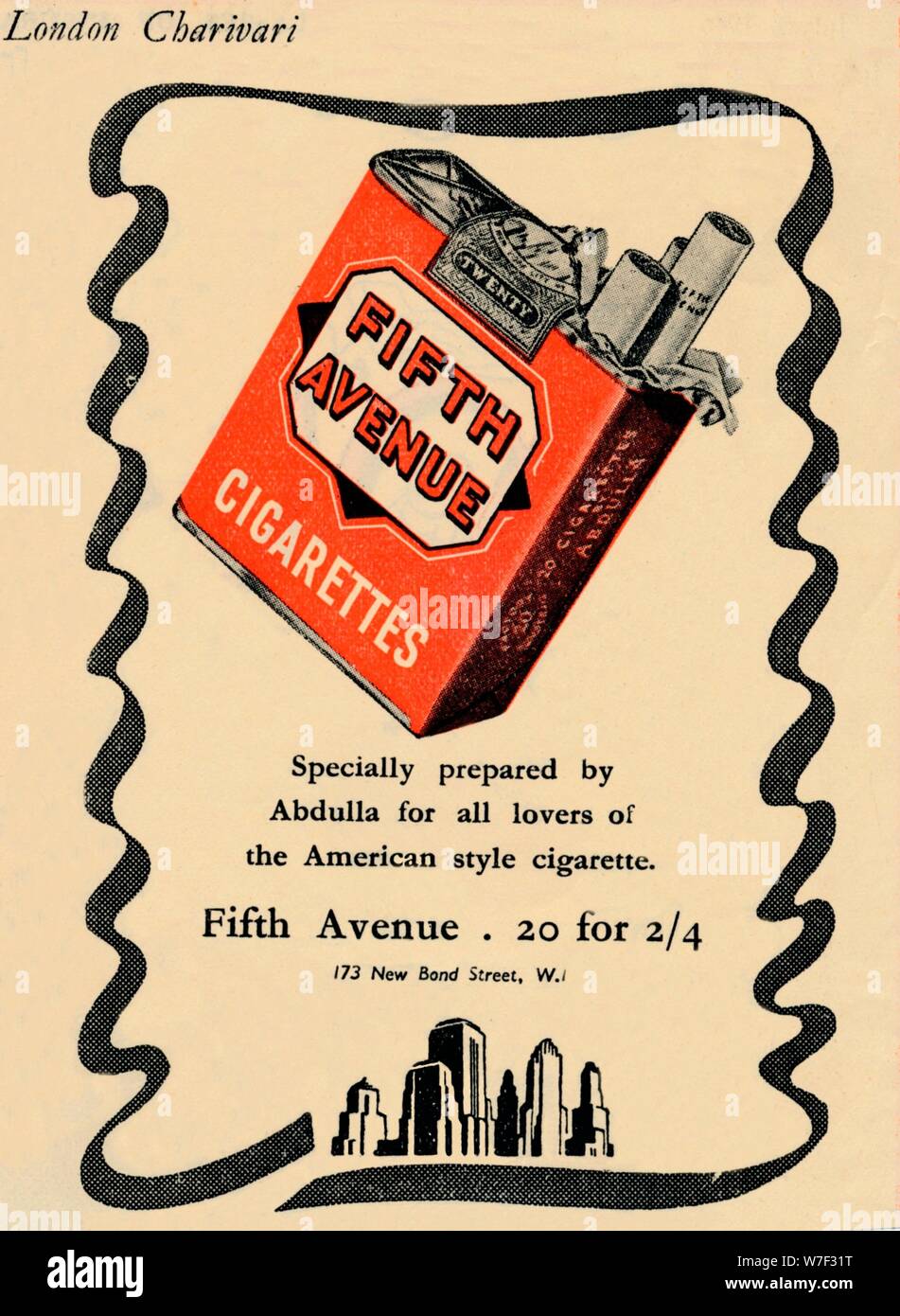 'Fifth Avenue Cigarettes', 1946. Artist: Unknown. Stock Photo