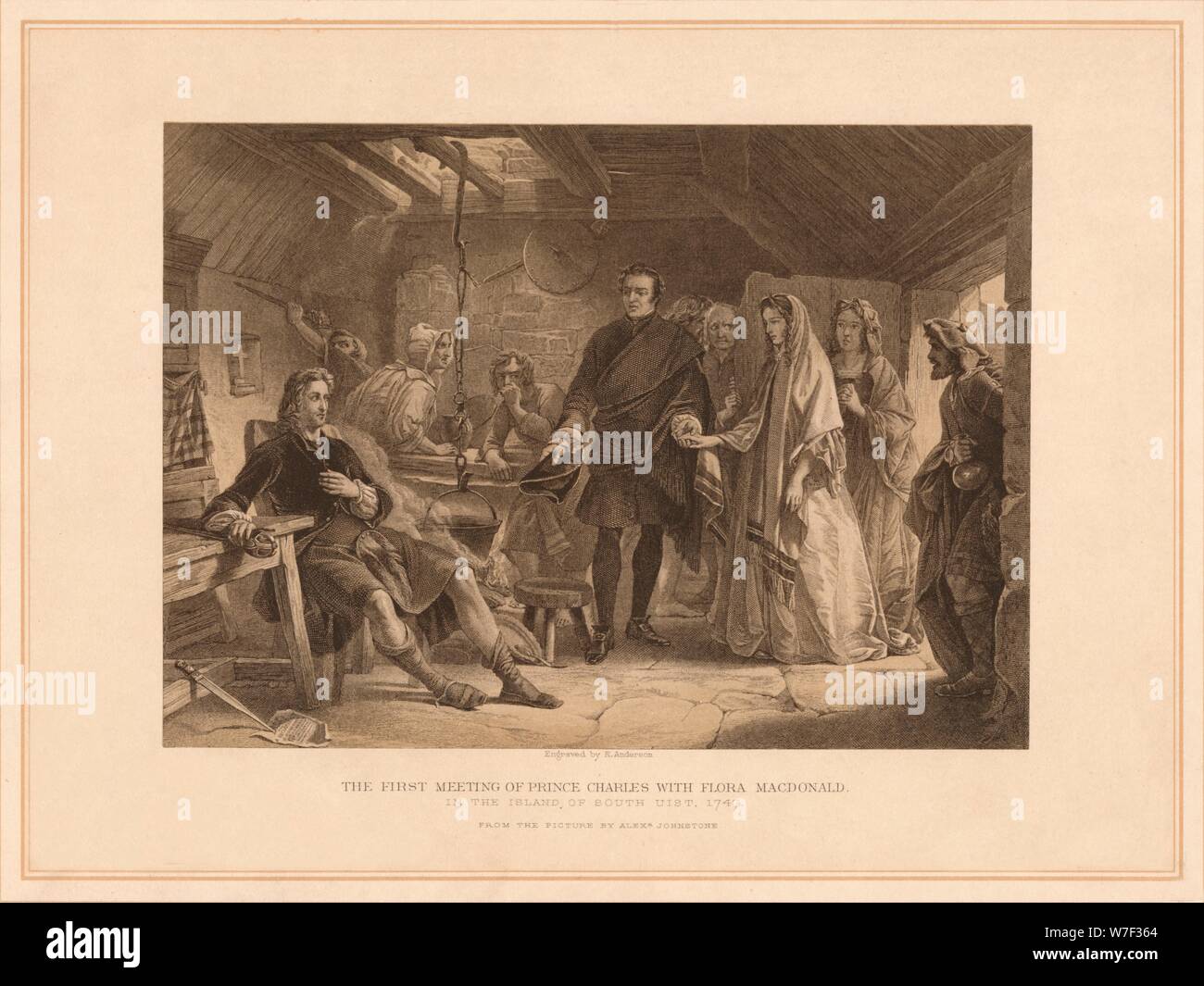 'The First Meeting of Prince Charles with Flora Macdonald', 1747 (1878). Artist: Robert Anderson. Stock Photo