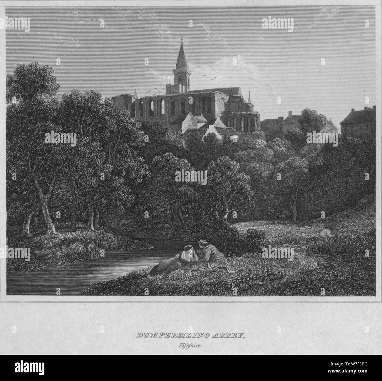 'Dunfermline Abbey, Fifeshire', 1814. Artist John Greig Stock Photo