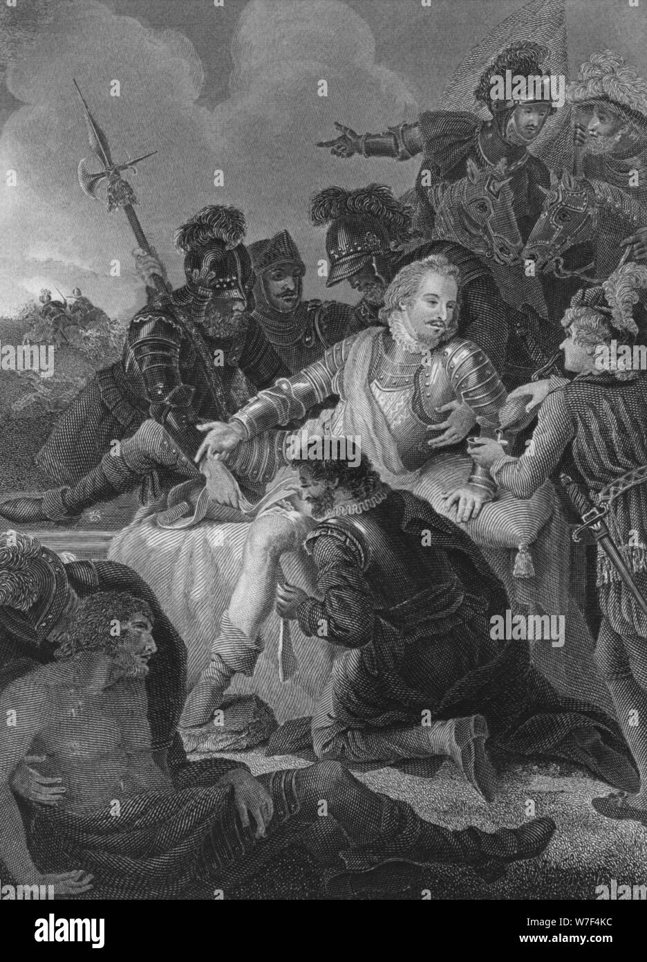 'Death of Sir Philip Sidney', 1859. Artist: Herbert Bourne. Stock Photo