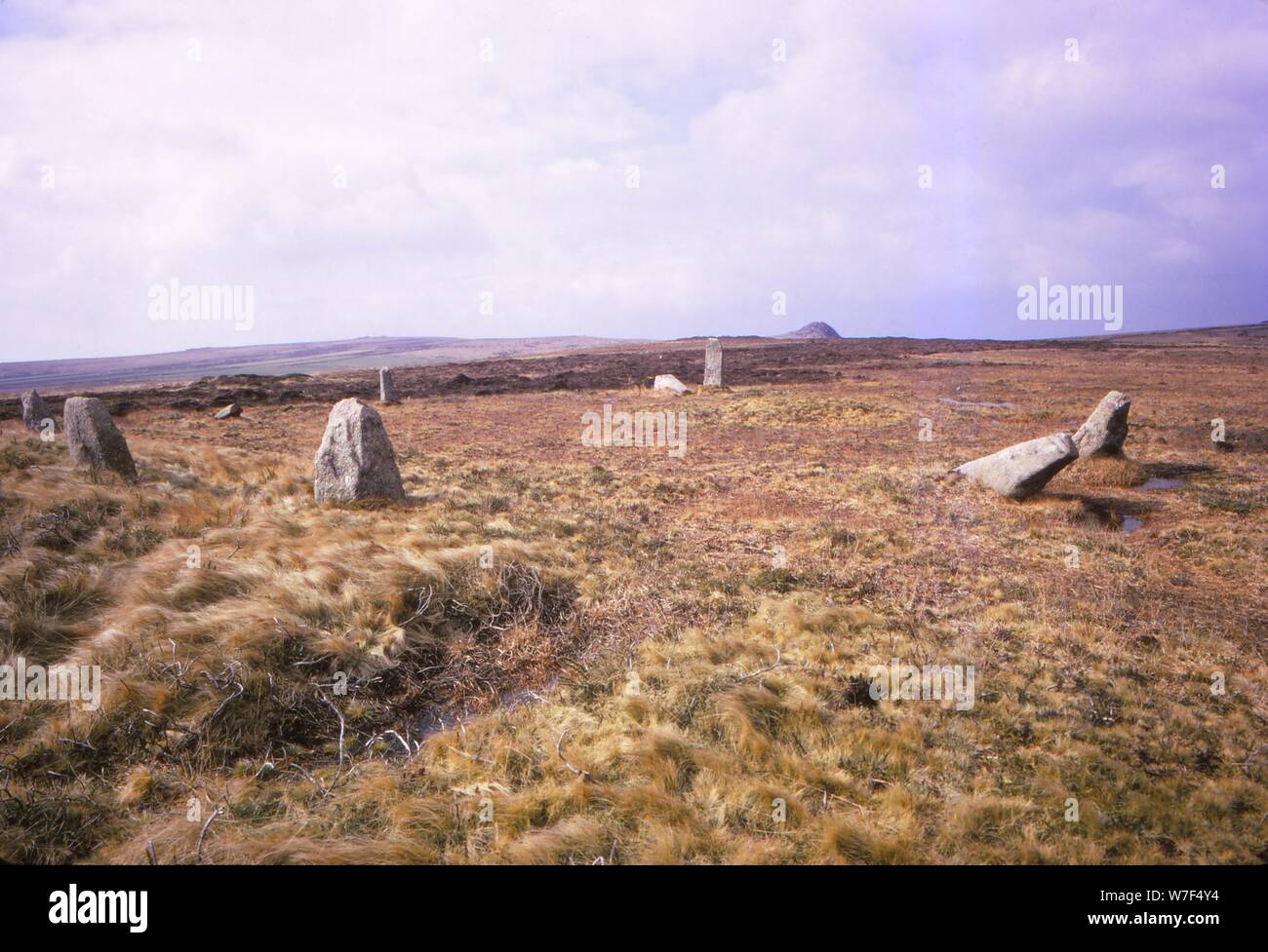 Nine Maidens Stone Circle, Cornwall, 20th century. Artist: CM Dixon. Stock Photo