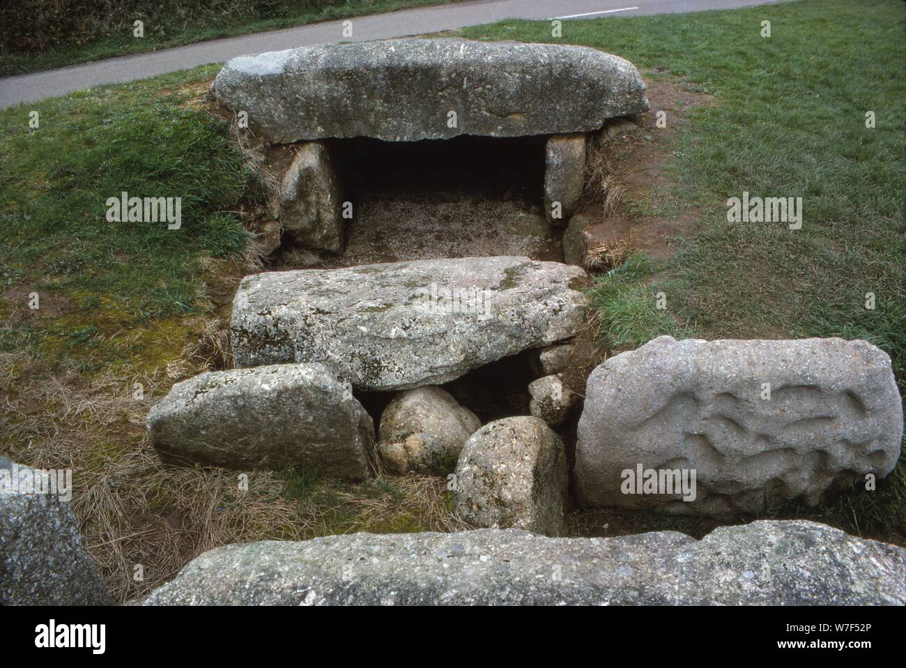 Neolithic tomb, Tregiffian Barrow, Penwith, Cornwall, 3rd Millennium BC, 20th century. Artist: Unknown. Stock Photo