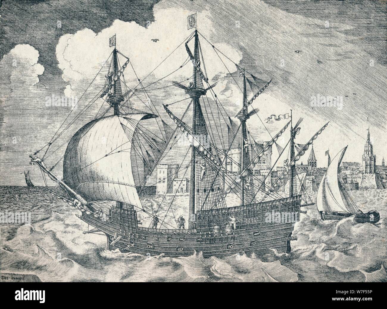 'Sixteenth Century Ship', 1925. Artist: Unknown. Stock Photo
