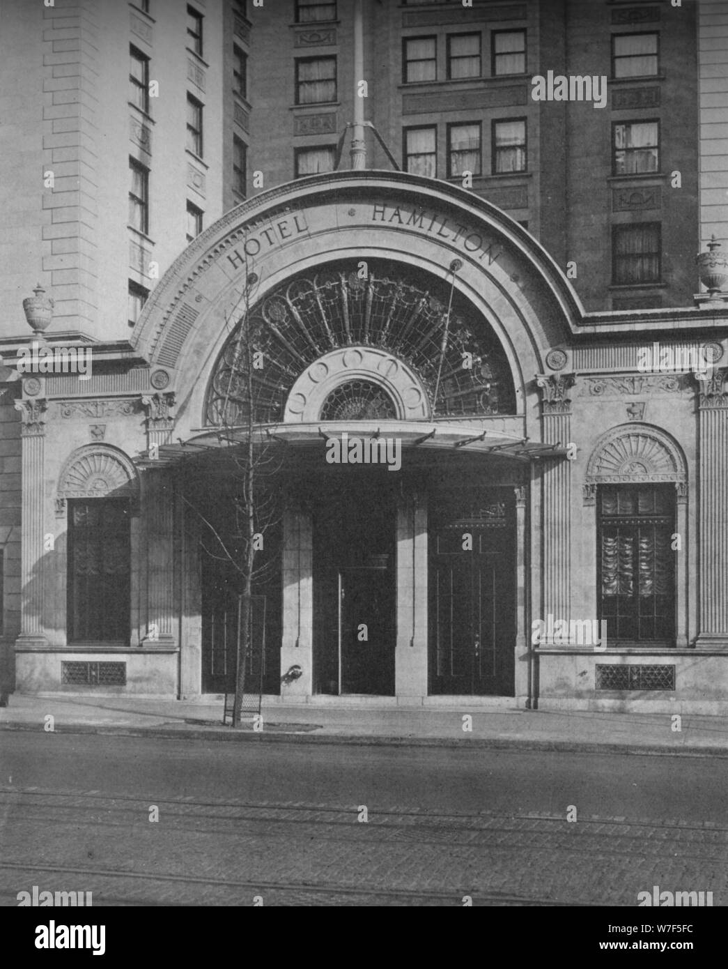 Detail of entrance, Hotel Hamilton, Washington DC, 1923. Artist: Unknown. Stock Photo