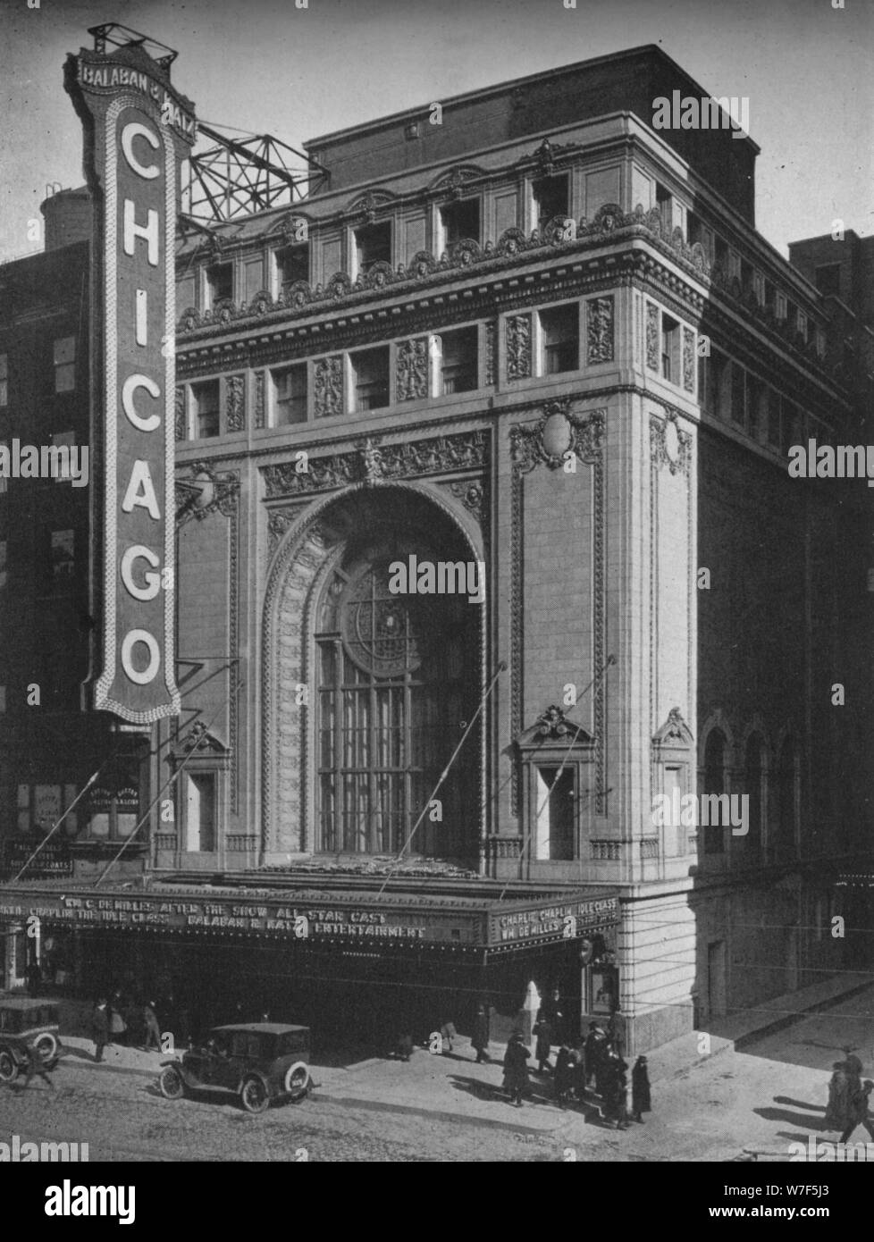 Front elevation, the Chicago Theatre, Chicago, Illinois, 1925. Artist: Unknown. Stock Photo