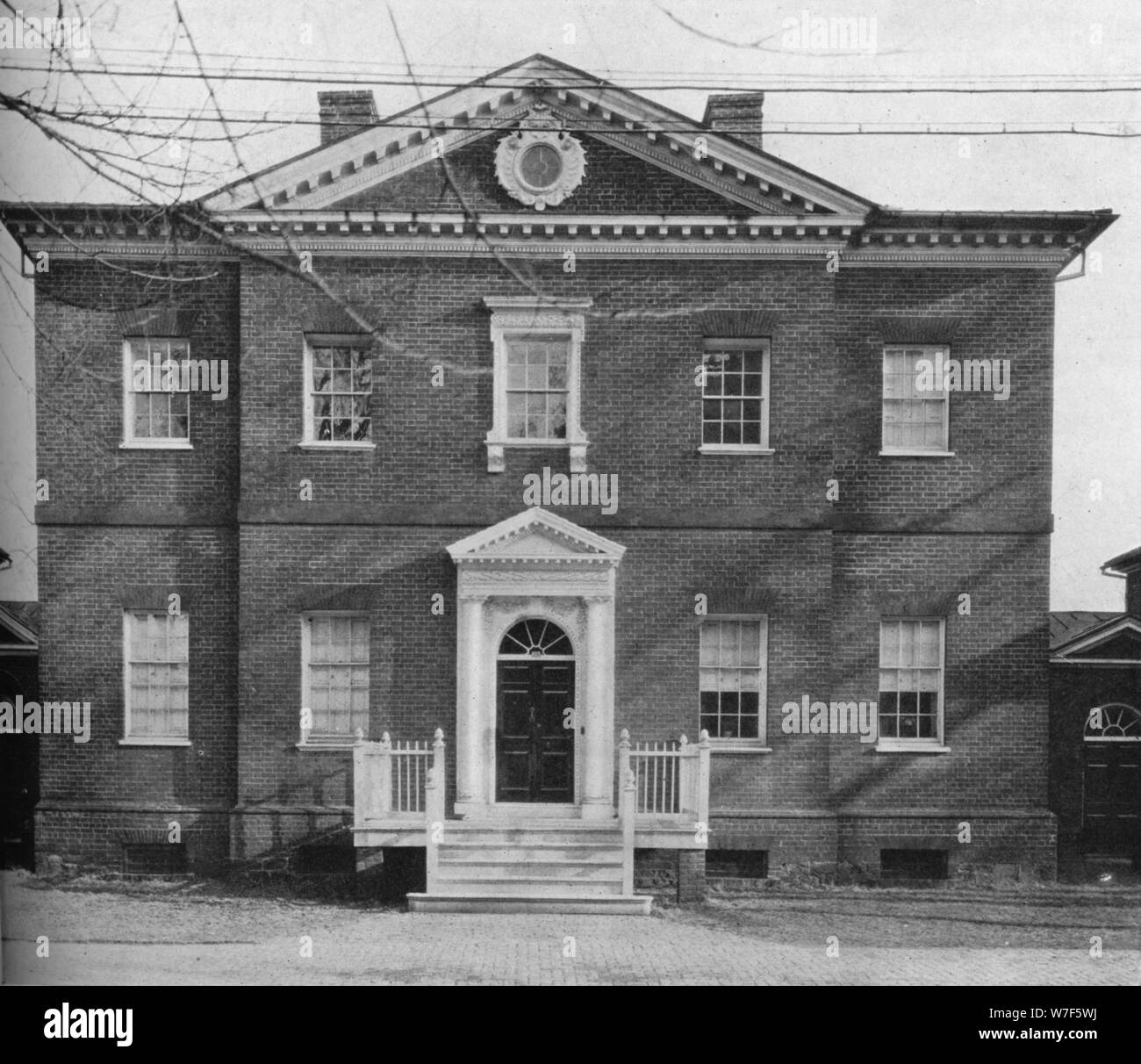 Central pavilion, street front of Harwood House, Annapolis, Maryland, 1922. Artist: Unknown. Stock Photo