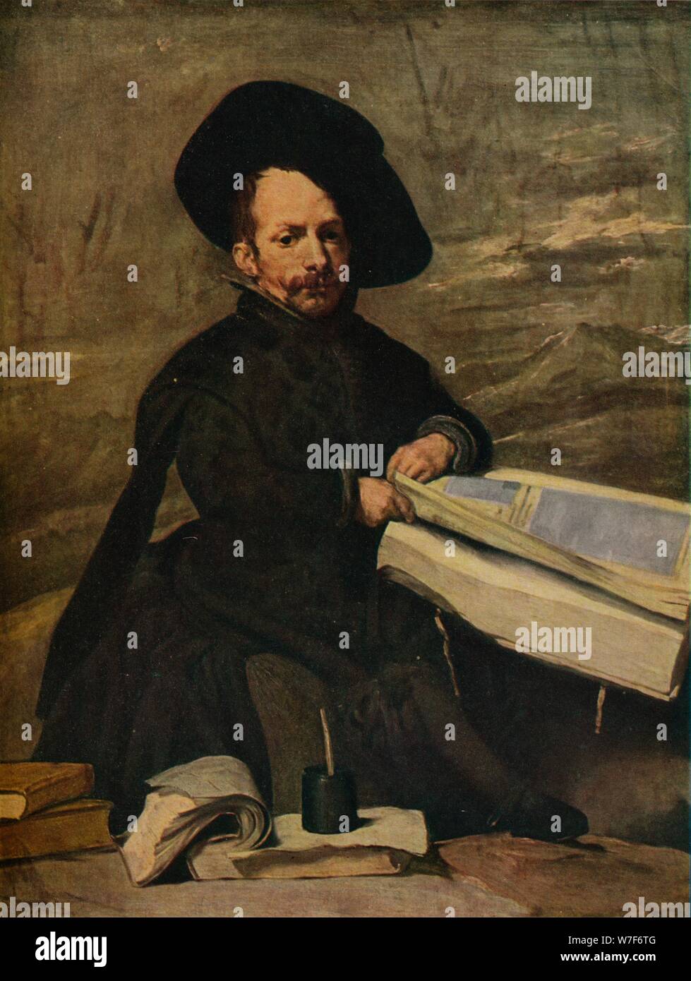 'The Buffoon with books', c1644 (1939). Artist: Diego Velasquez. Stock Photo