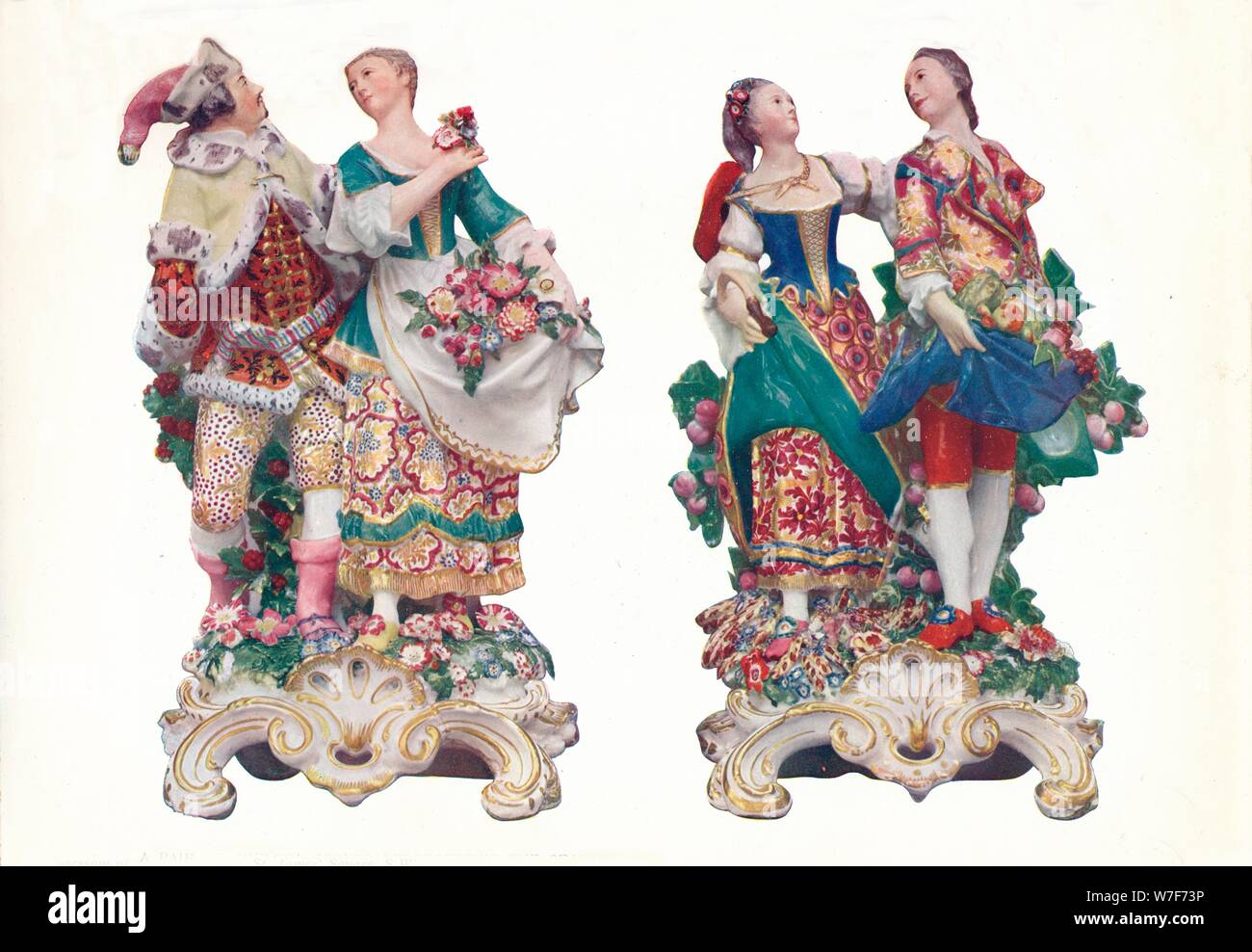 'A Pair of Chelsea Groups Representing the Seasons', c1740s, (1911). Creator: Louis Francois Roubiliac. Stock Photo