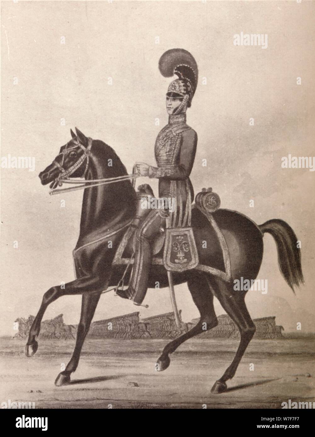'Officers of the Madras Army (Light Cavalry)', 1841 (1909). Artist: William Hunsley. Stock Photo