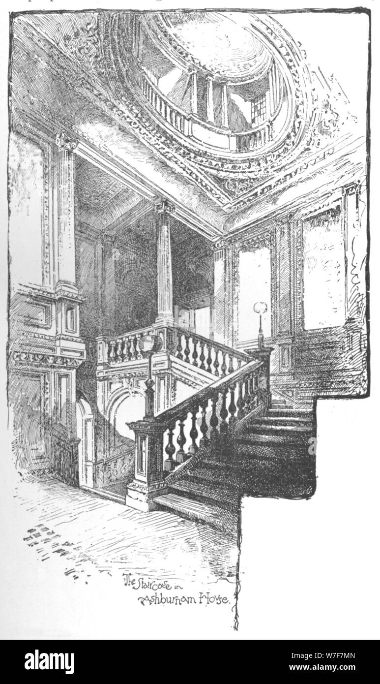 'The Staircase, Ashburnham House', 1890. Artist Herbert Railton Stock