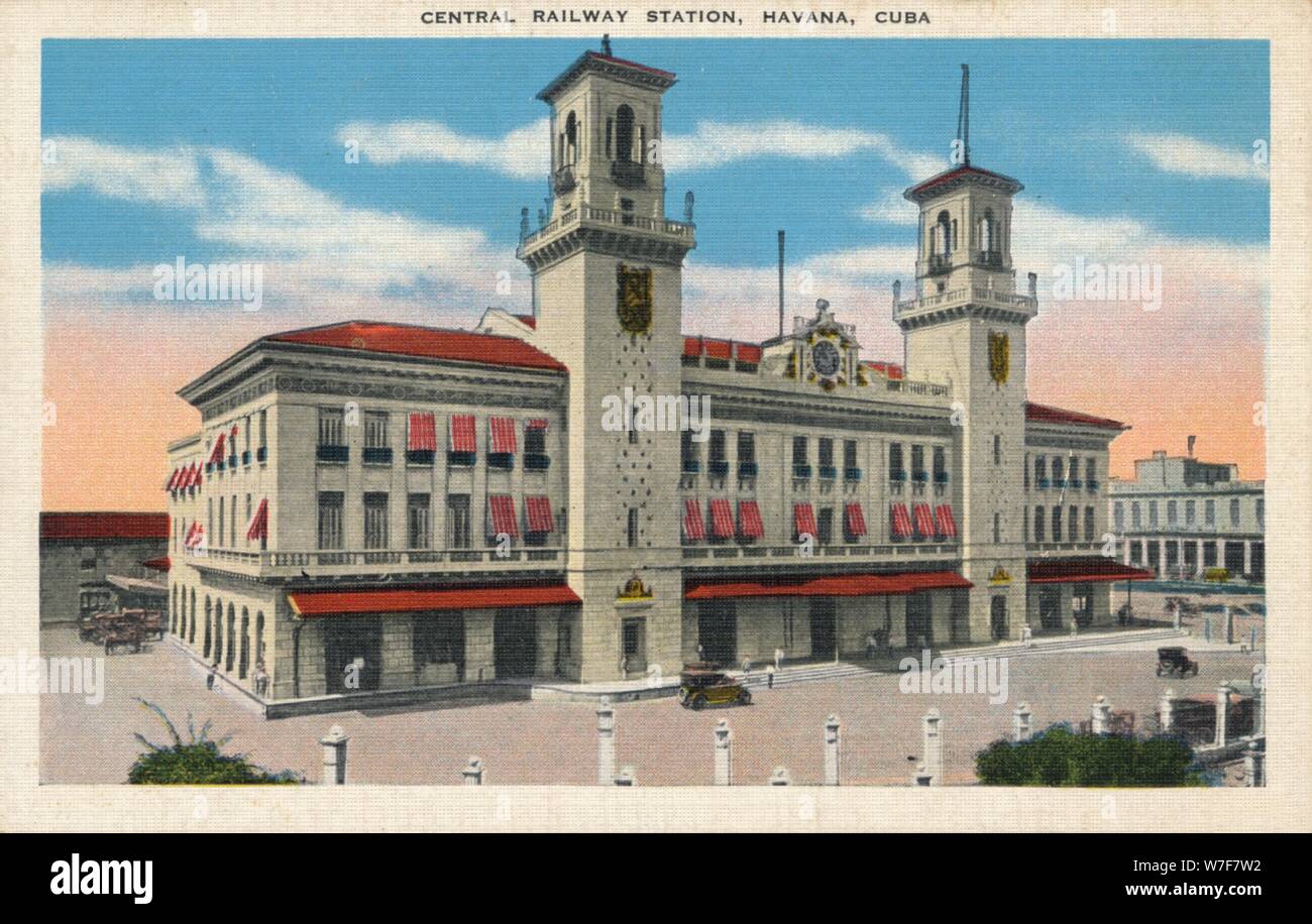 'Central Railway Station, Havana, Cuba', c1910. Artist Unknown Stock