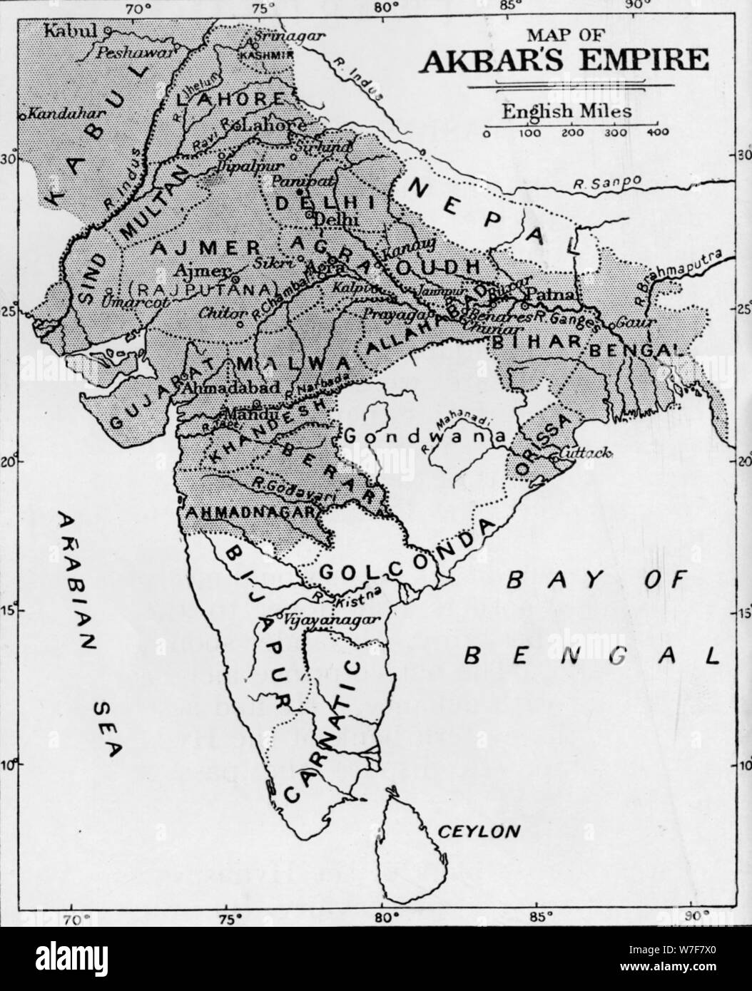 'Map of Akbar's Empire', c1912. Artist: Unknown. Stock Photo