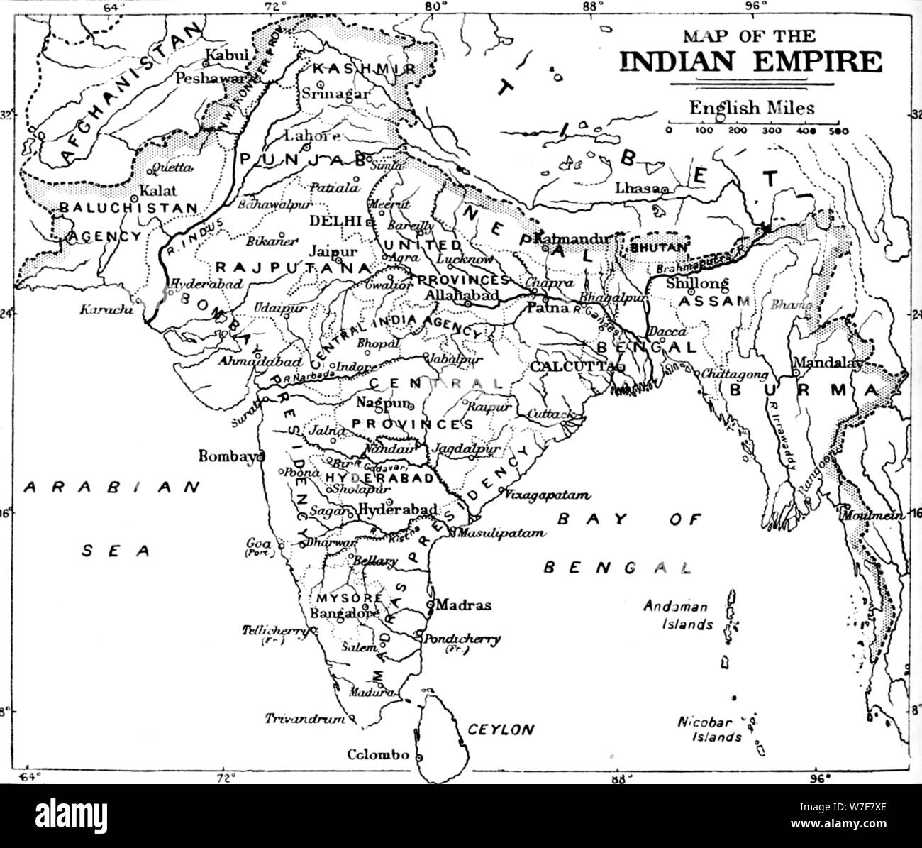 'Map of the Indian Empire', c1912. Artist: Unknown. Stock Photo