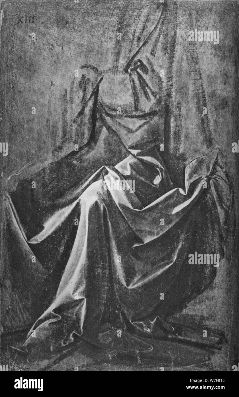 'Cast of Drapery for a Seated Figure', c1475 (1945). Artist: Leonardo da Vinci. Stock Photo