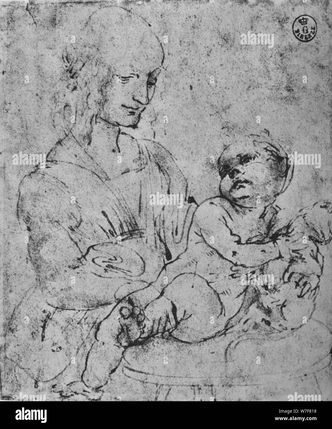 'Madonna and Child with a Cat', 1478-1480 (1945). Artist: Leonardo da Vinci. Stock Photo