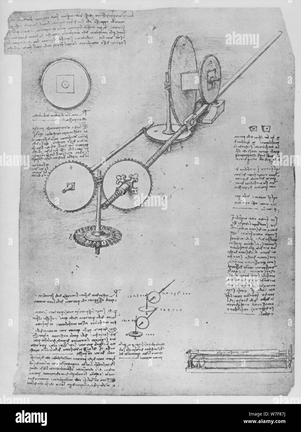 'Machine for Shaping Iron Rods for Making Cannon', c1480 (1945). Artist: Leonardo da Vinci. Stock Photo