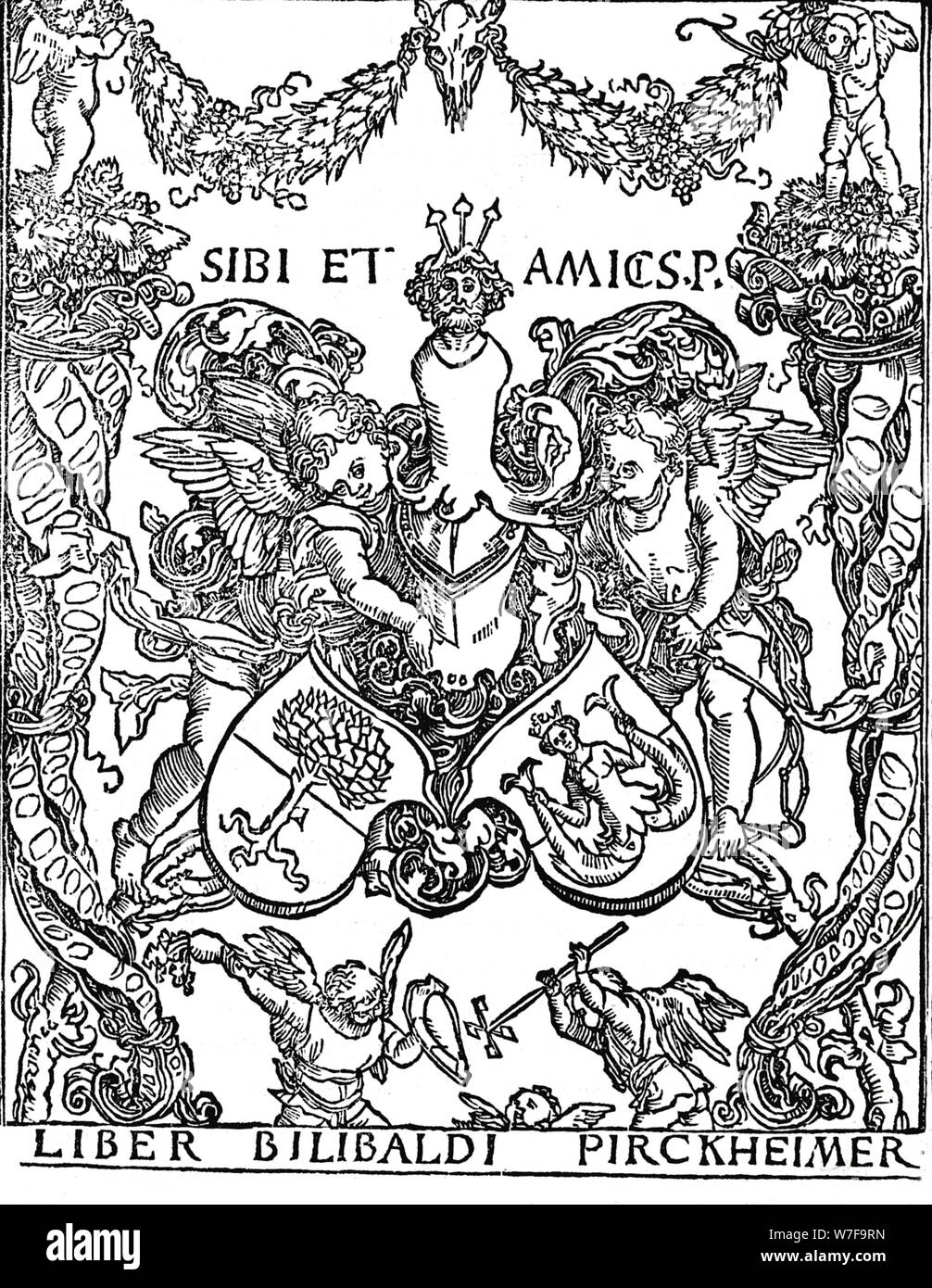 'Bookplate of Willibald Pirkheimer', c1502-1503, (1906). Artist: Albrecht Durer. Stock Photo