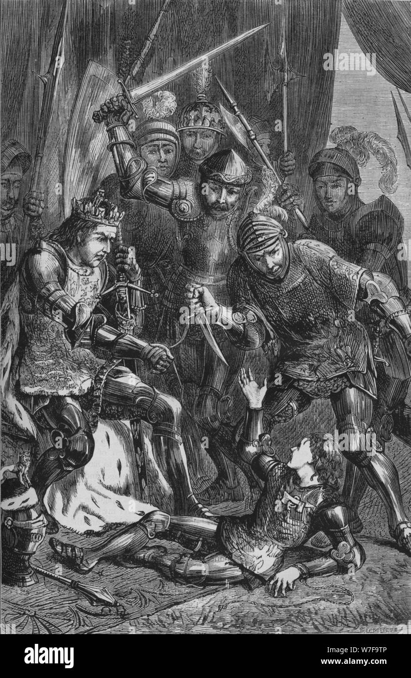 'Murder of Prince Edward at Tewkesbury', 4 May 1471, (c1880). Artist: Unknown. Stock Photo