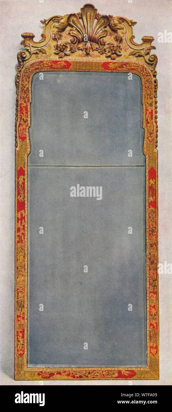 'A Very Rare Pier Glass of c1720 in frame decorated with Red Lacquer', c1720, (1936). Artist: Unknown. Stock Photo
