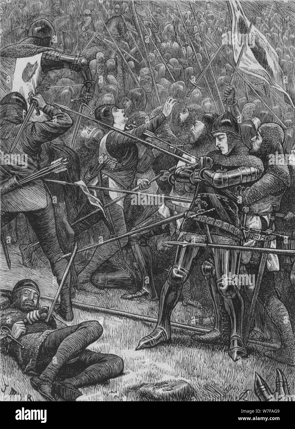 'Charge of the Scots at Halidon Hill', 19 July 1333, (c1880). Artist: Unknown. Stock Photo
