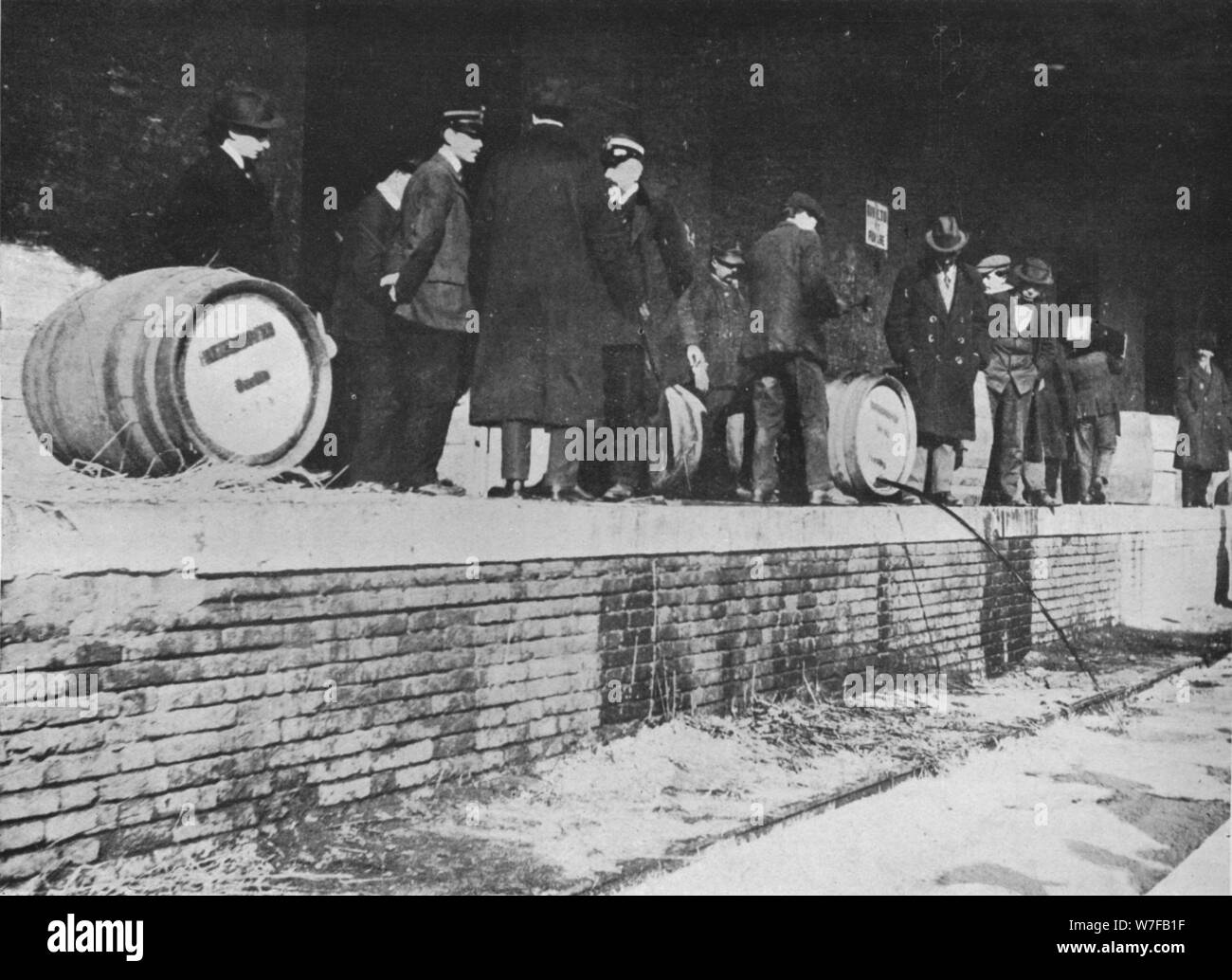 'After the Declaration of War: German beer being run away at an Italian Customs store', 1915. Artist: Unknown. Stock Photo