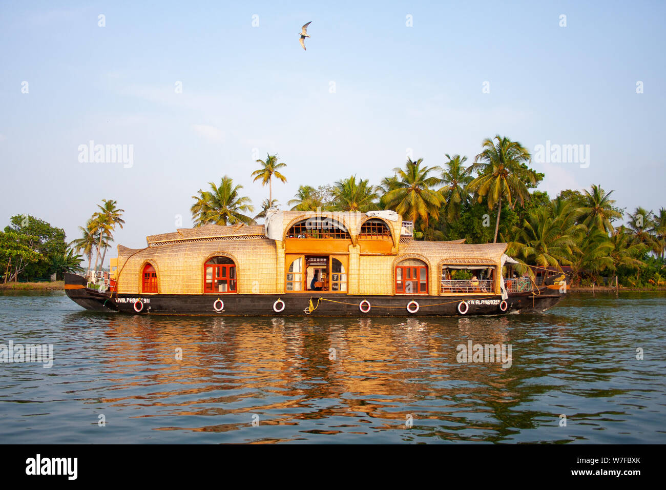 Houseboat in the backwaters of Kerala in India. Stock Photo