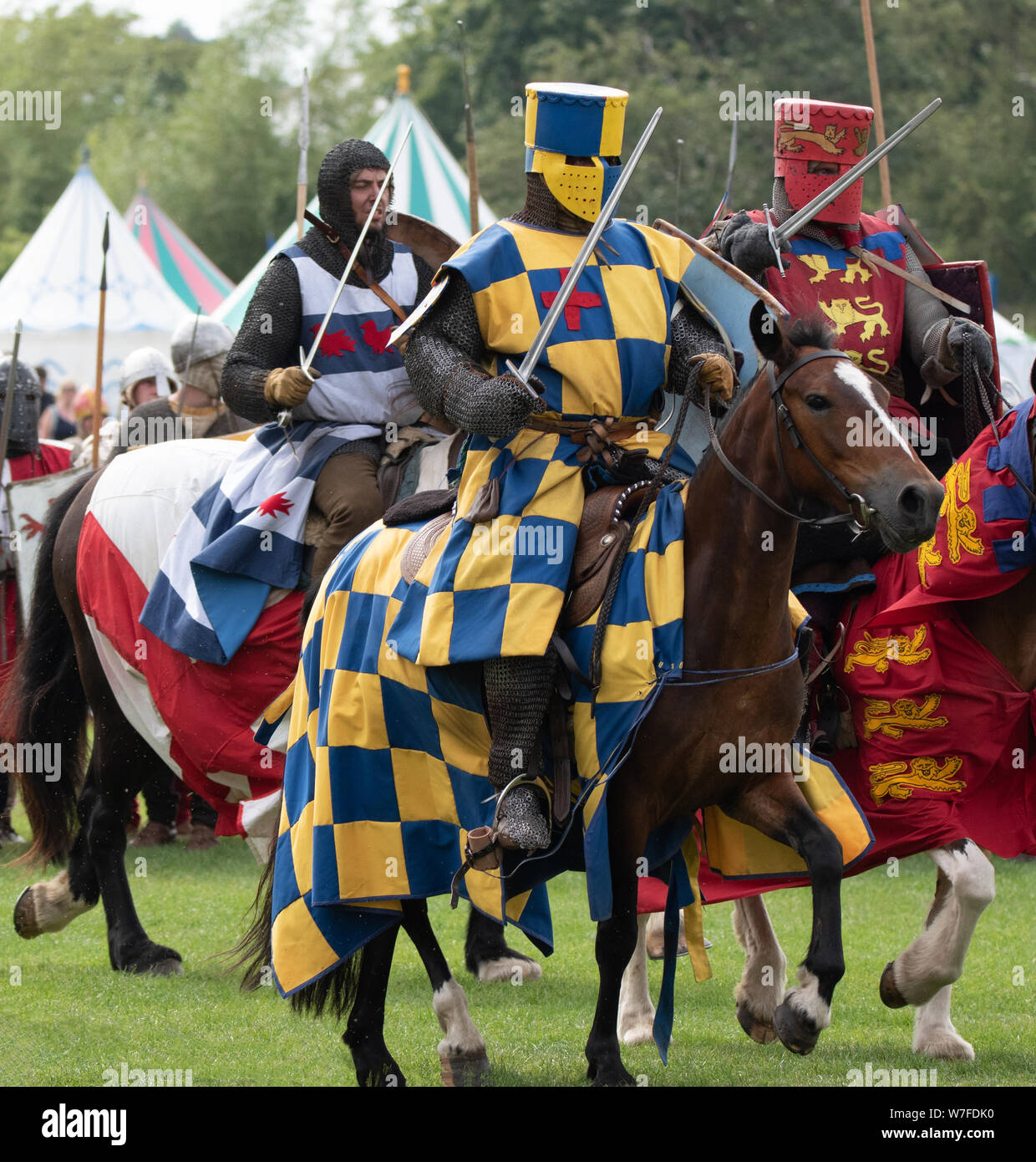 Reenactors recreate the 1265 Battle Of Evesham where Simon De Montfort and his army were defeated by the Royal army. Stock Photo