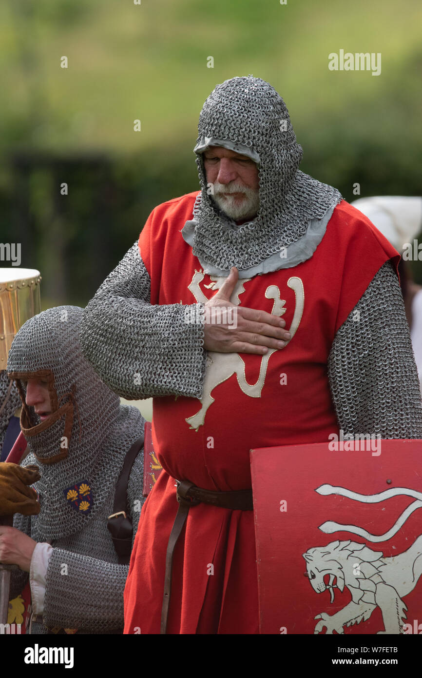 Reenactors recreate the 1265 Battle Of Evesham where Simon De Montfort and his army were defeated by the Royal army. Stock Photo