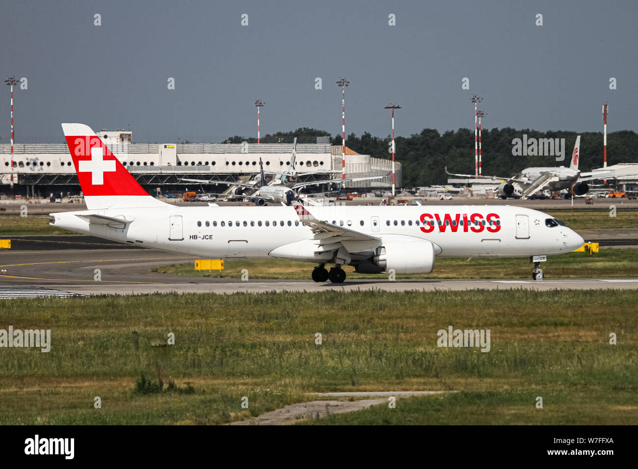 Swiss International Air Lines, Airbus A220-300 (HB-JCE) Photographed at Malpensa airport, Milan, Italy Stock Photo