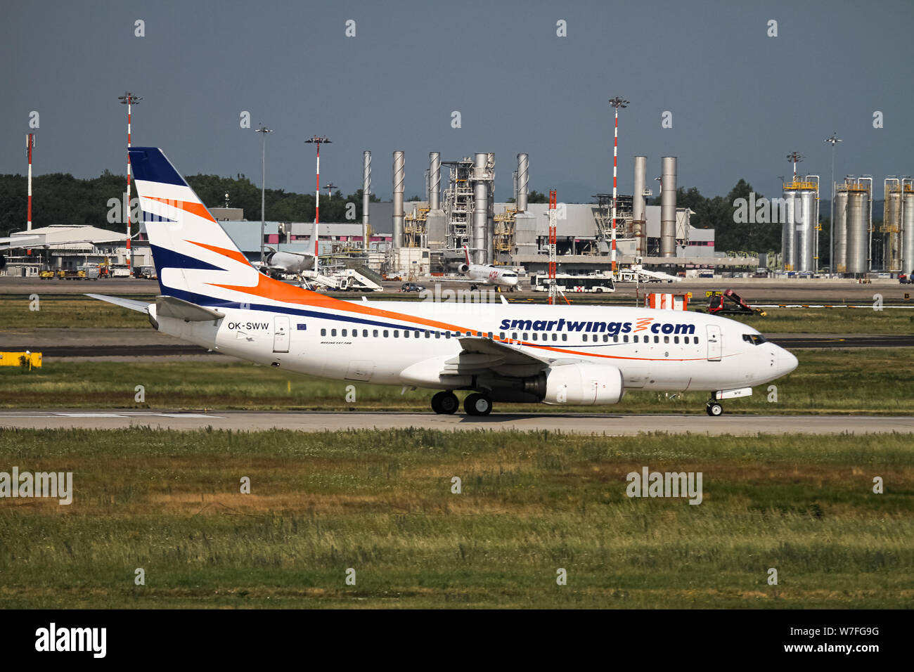 Czech Smartwings Boeing 737-700, (OK-SWW), ready for take off. at Malpensa (MXP / LIMC), Milan, Italy Stock Photo