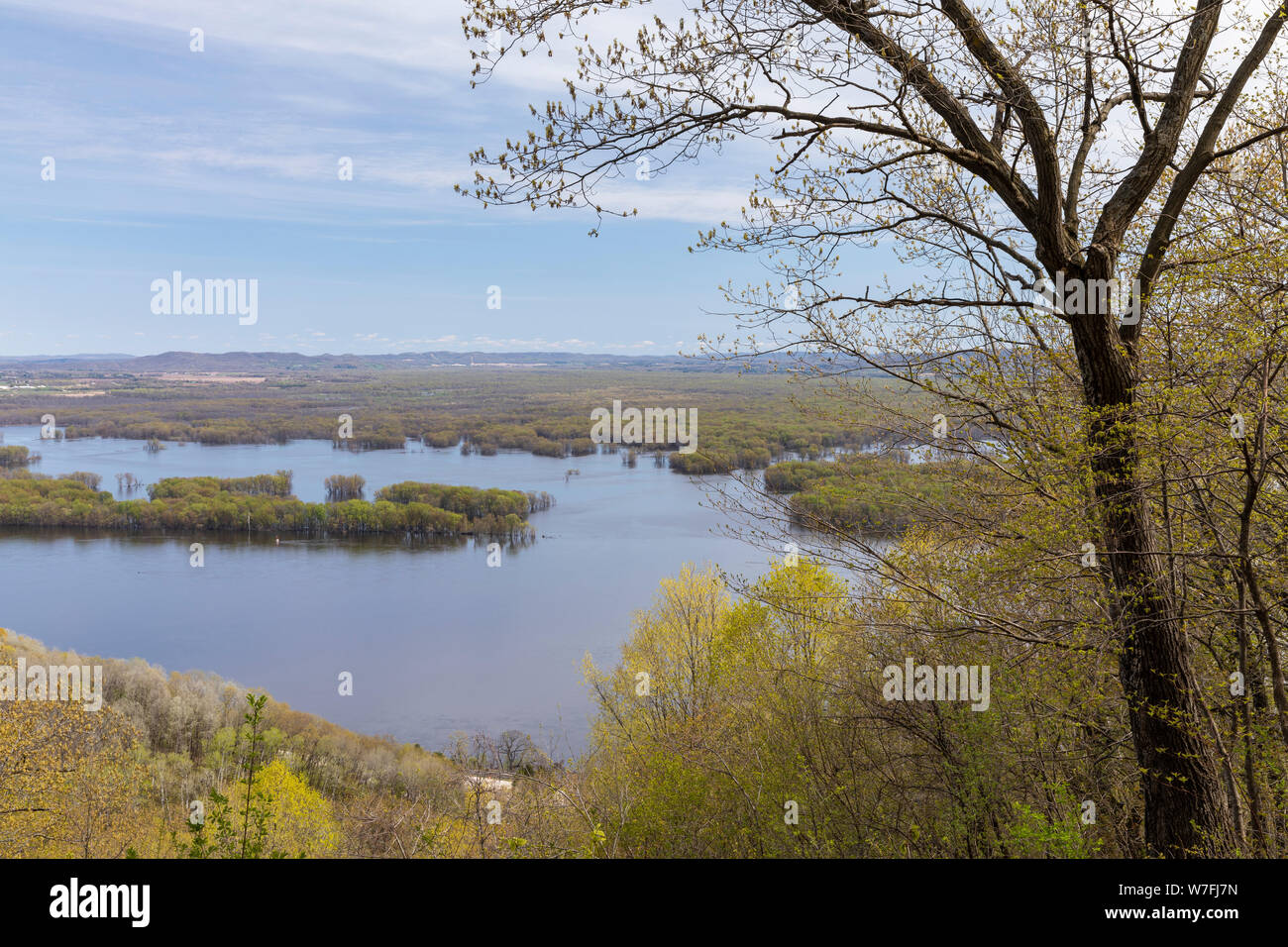 Mississippi River Scenic View In Spring Stock Photo