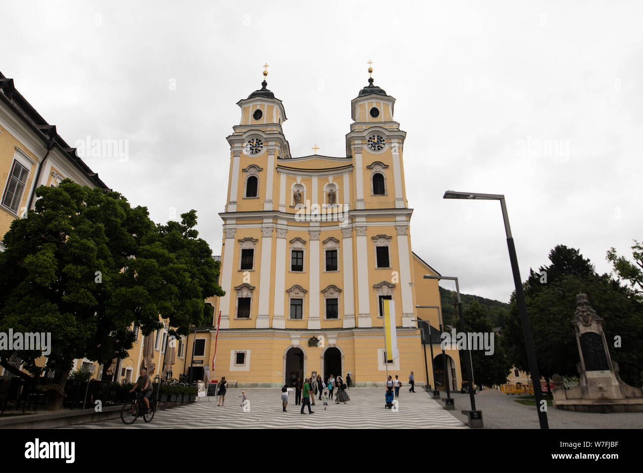St Michael's Basilica in Mondsee, Austria, a church famous for the wedding scene in the movie The Sound of Music. Stock Photo