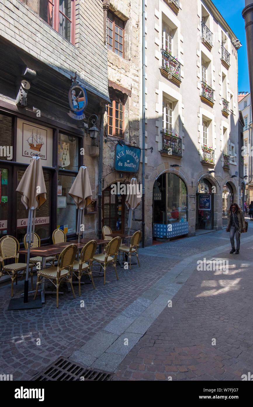 Nantes France May 12 2019 An Outdoors Cafe In A Pedestrian Street 
