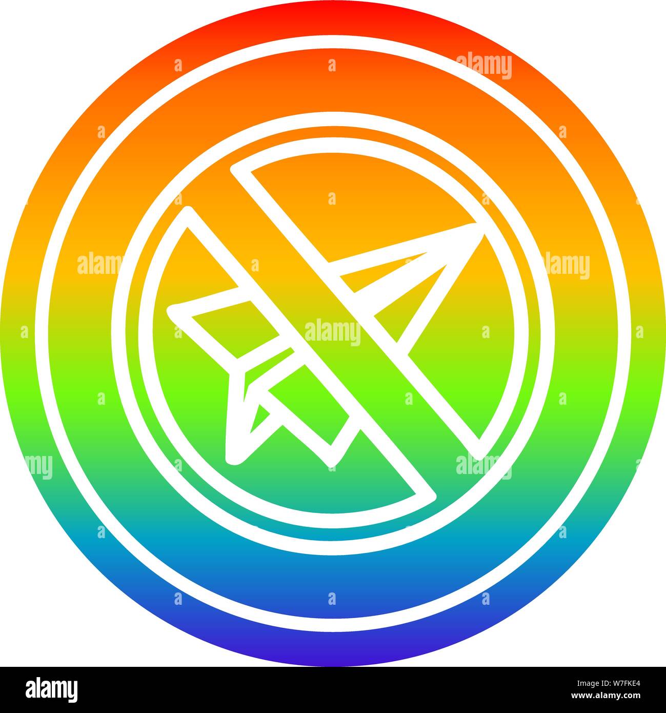 paper plane ban circular icon with rainbow gradient finish Stock Vector ...