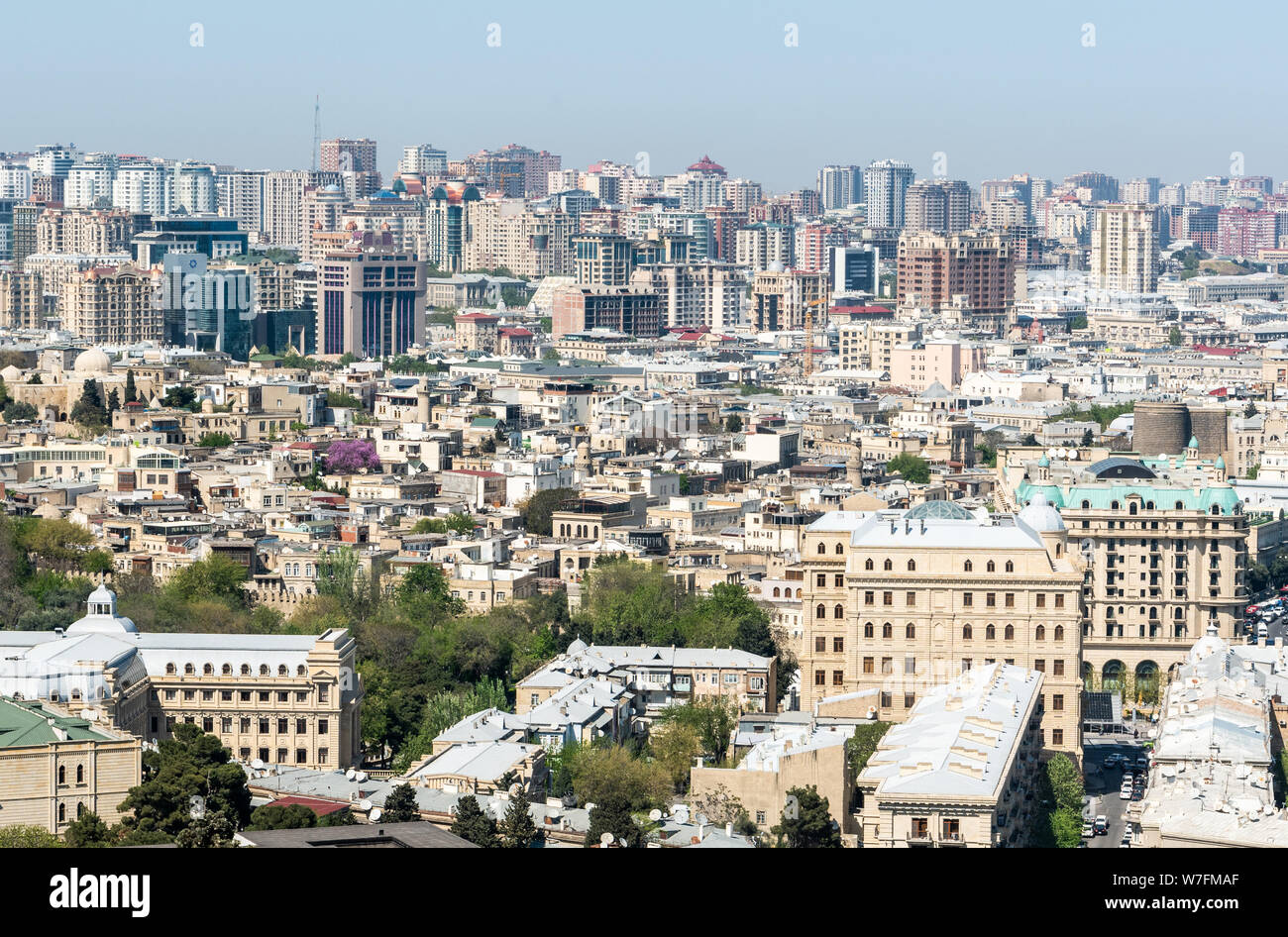 baku-azerbaijan-may-2-2019-view-over-old-town-quarter-of-baku-the-capital-of-azerbaijanwith-modern-buildings-around-it-W7FMAF.jpg