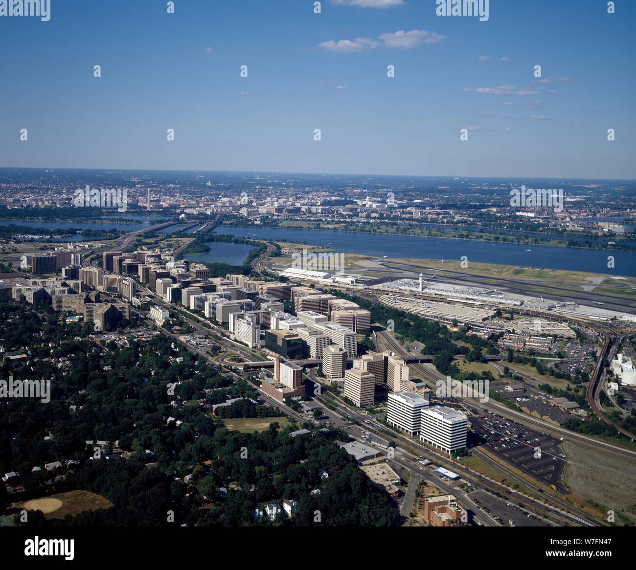 Aerial view of Crystal City, a high-rise neighborhood near Ronald Reagan Washington National Airport, Arlington, Virginia Stock Photo