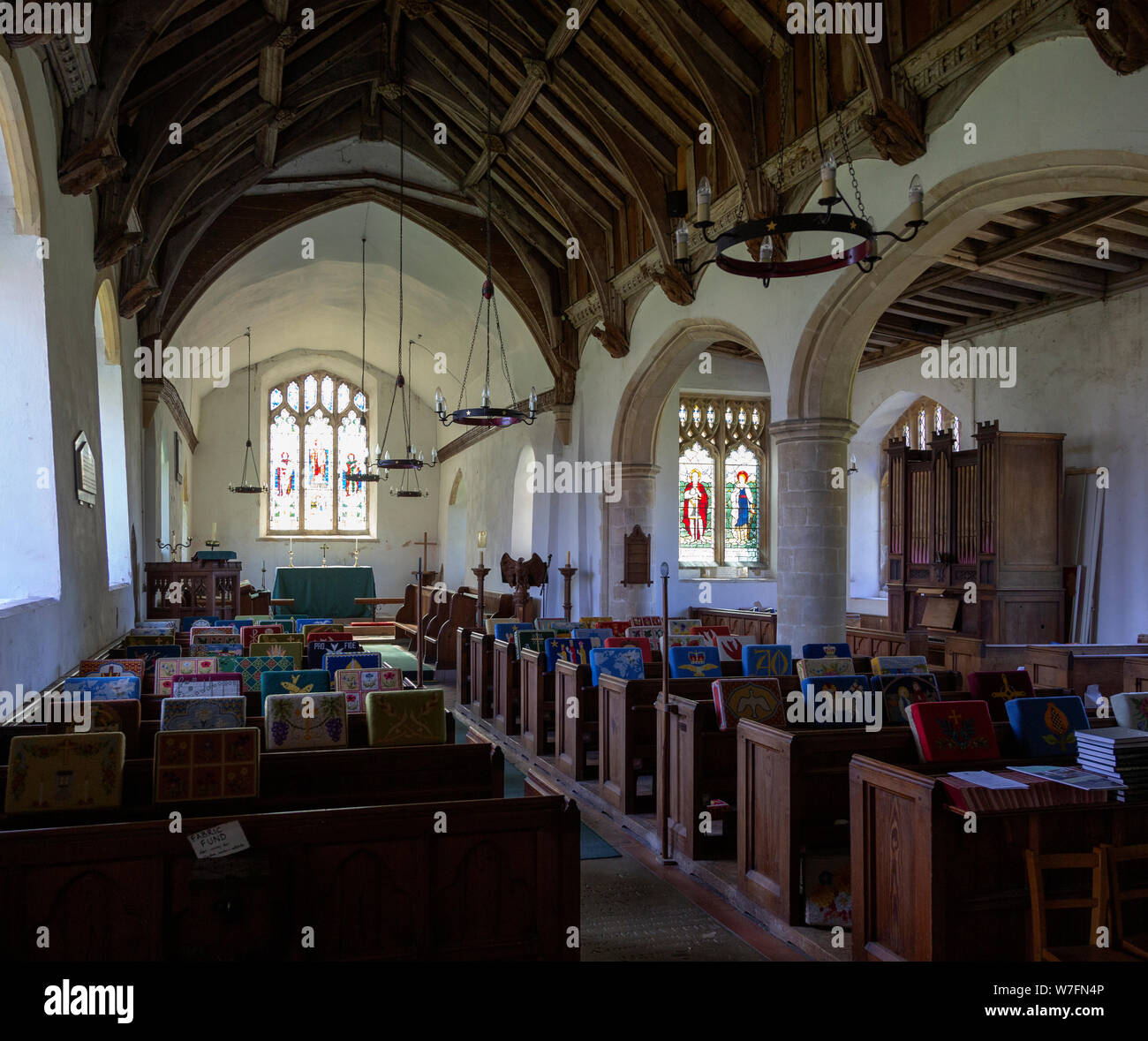 Interior of church of All Saints, Great Glemham, Suffolk, England, UK Stock Photo
