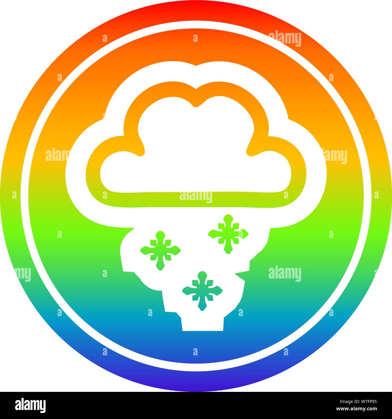 snow cloud circular icon with rainbow gradient finish Stock Vector ...