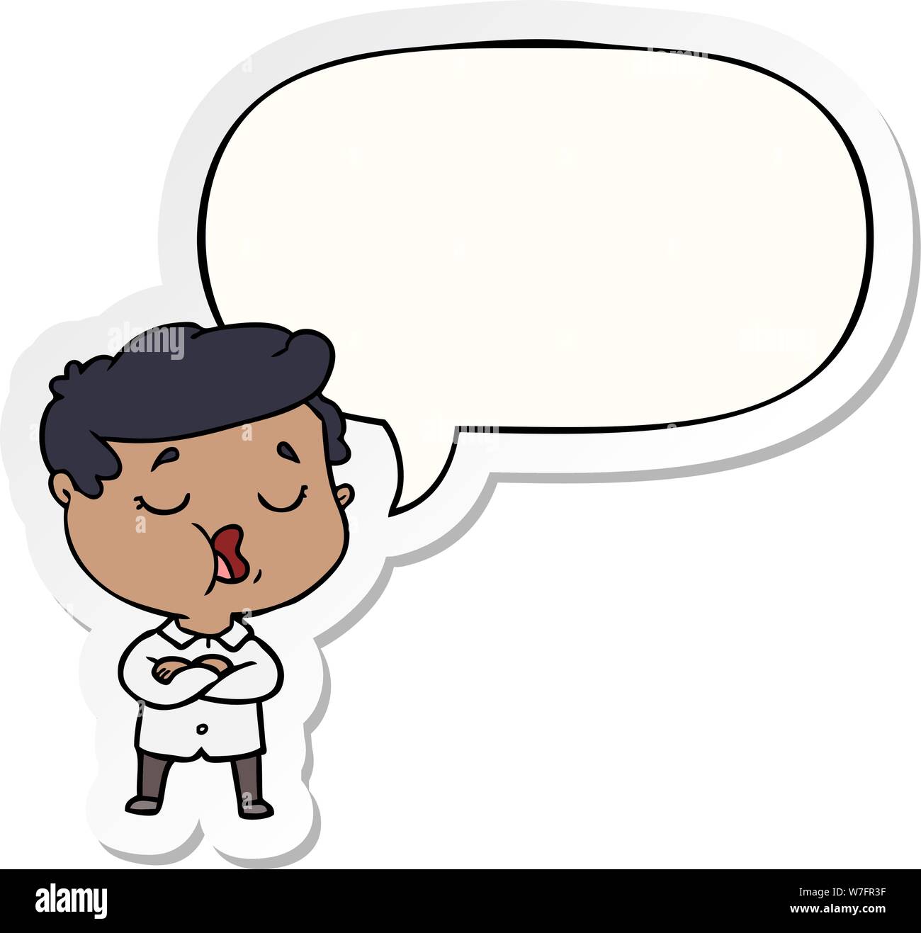 cartoon man talking with speech bubble sticker Stock Vector Image & Art -  Alamy